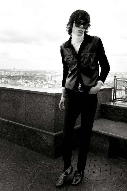 LEATHER FRONT SHIRT BLACK online